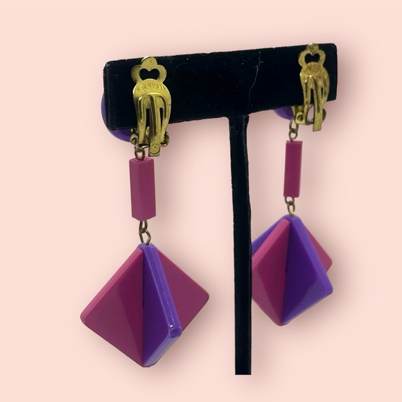 Retro Necklace & Earrings Pink & Purple Jewelry Set - Picture 7 of 11